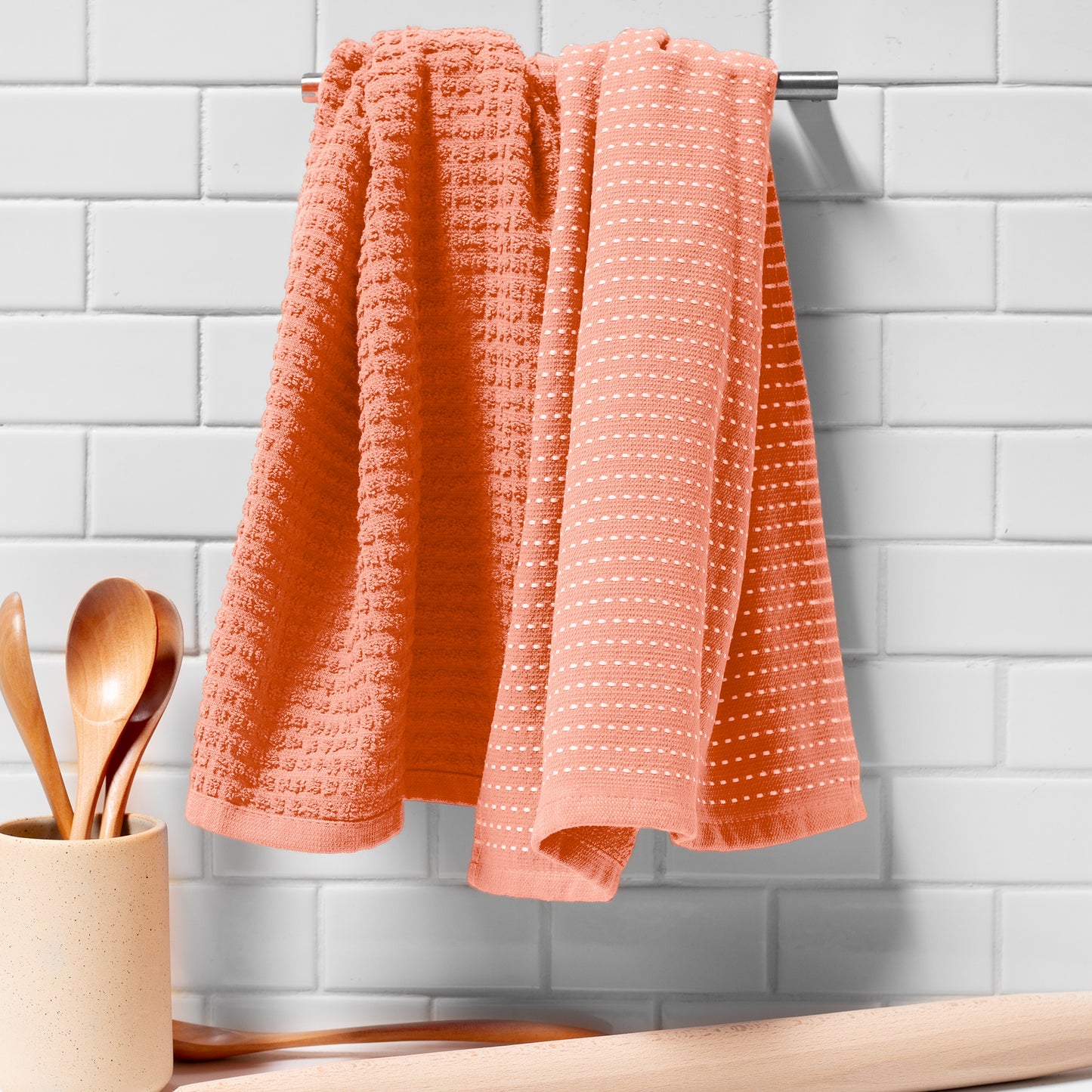 Mixed Basic Kitchen Towel Set - Salmon