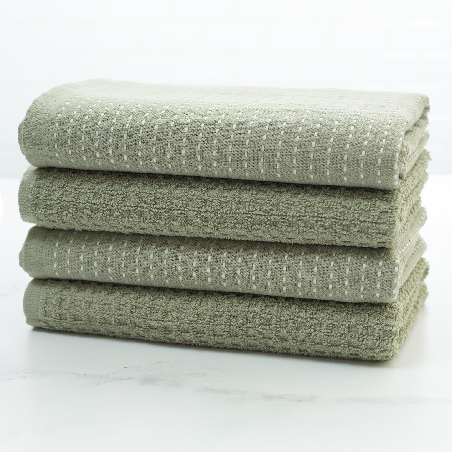 Mixed Basic Kitchen Towel Set - Sage
