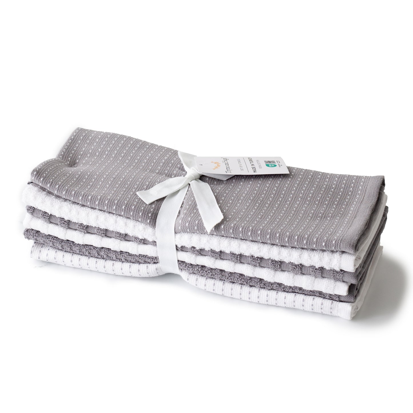 Mixed Basic 6 piece Kitchen Towel Set - Gray and White