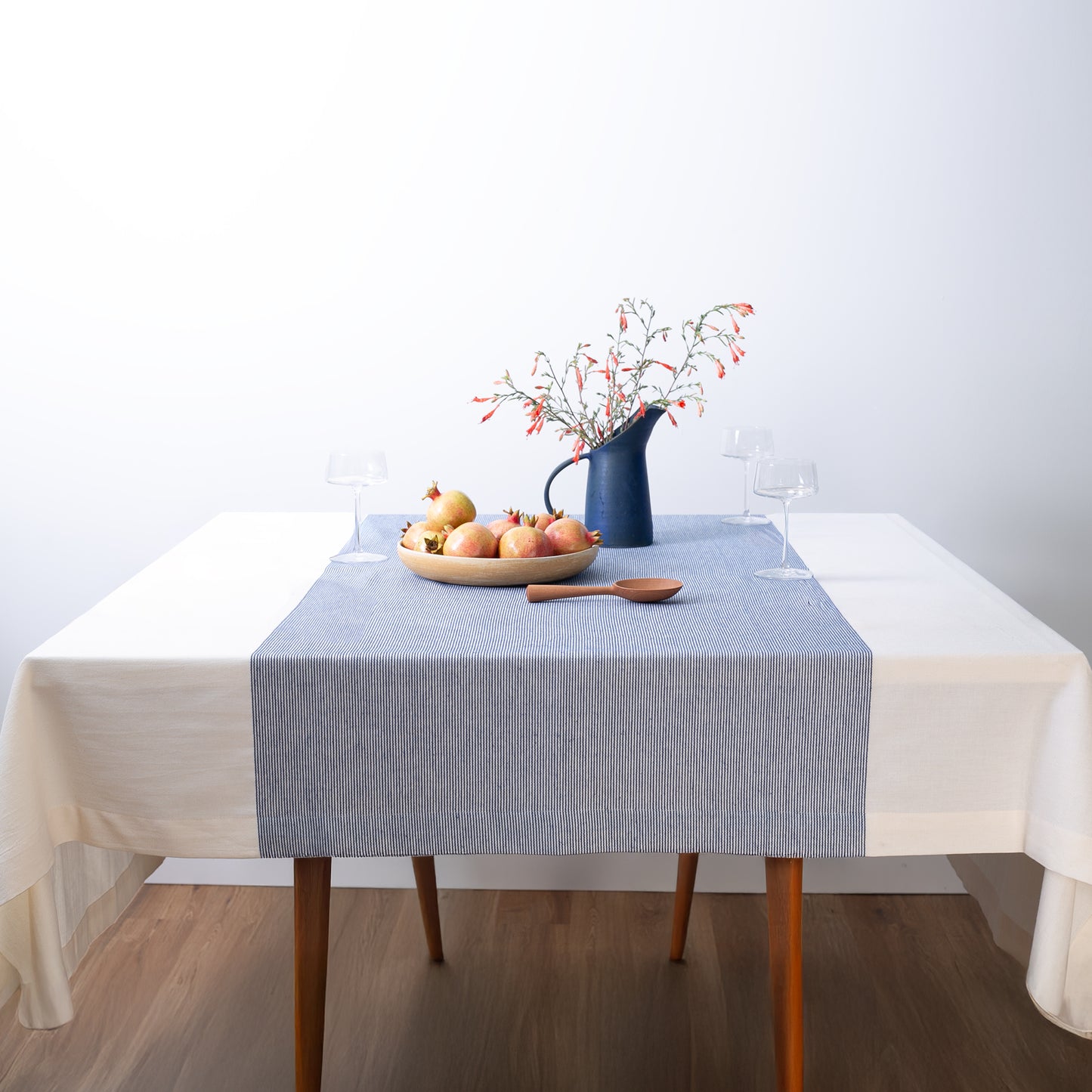 The Stripe Collection Tablecloth Natural & Elderberry