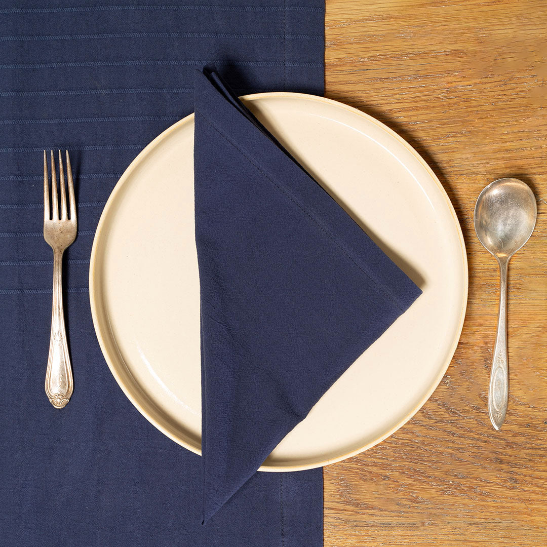 Washed Linen-Cotton set of 4 Napkins- Navy