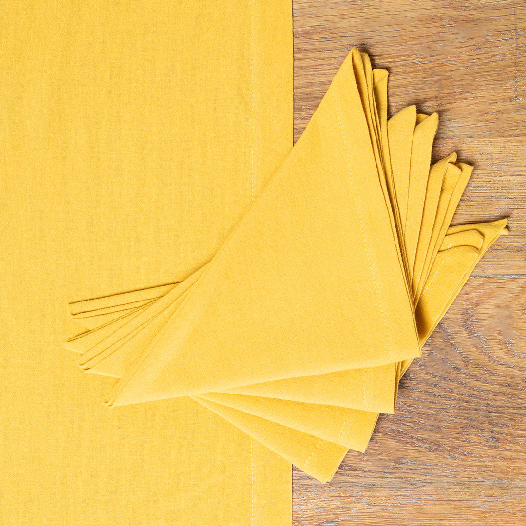 Seasonal Washed Linen-Cotton set of 4 Napkins- Mustard