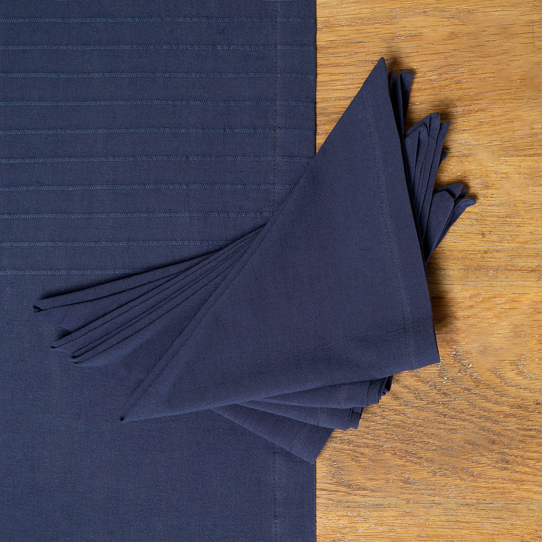 Washed Linen-Cotton set of 4 Napkins- Navy
