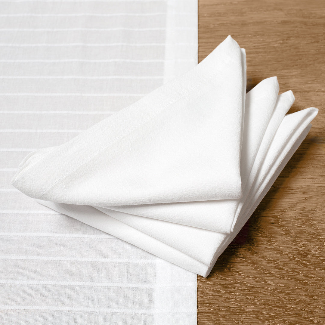 Washed Linen-Cotton set of 4 Napkins- White