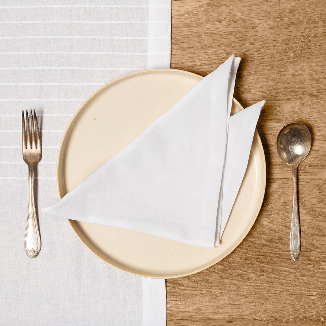 Washed Linen-Cotton set of 4 Napkins- White