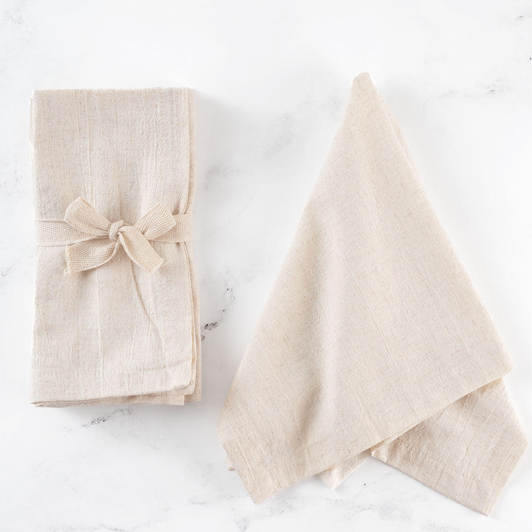 Washed Linen-Cotton set of 4 Napkins- Natural Linen – Thyme and Sage