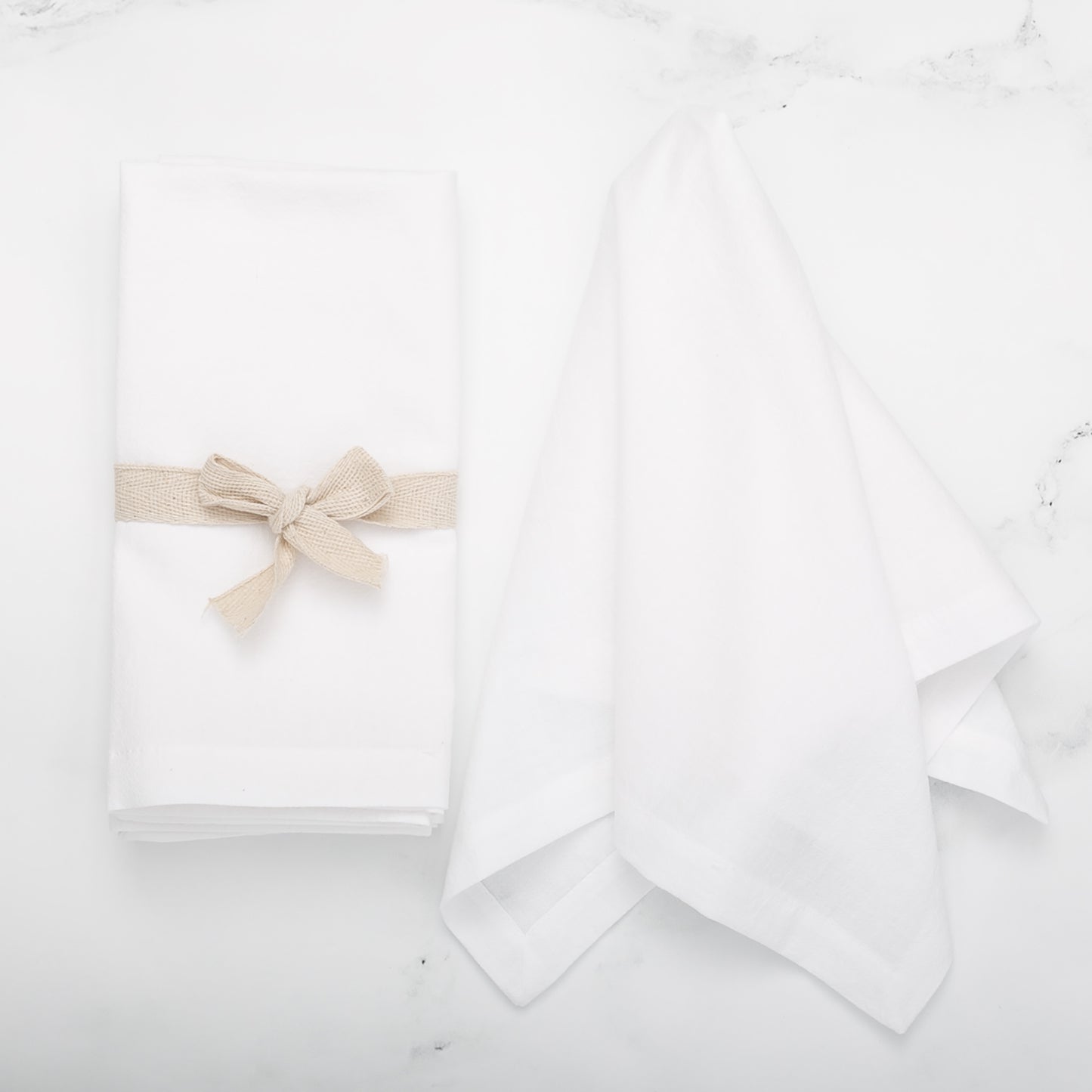 Washed Linen-Cotton set of 4 Napkins- White