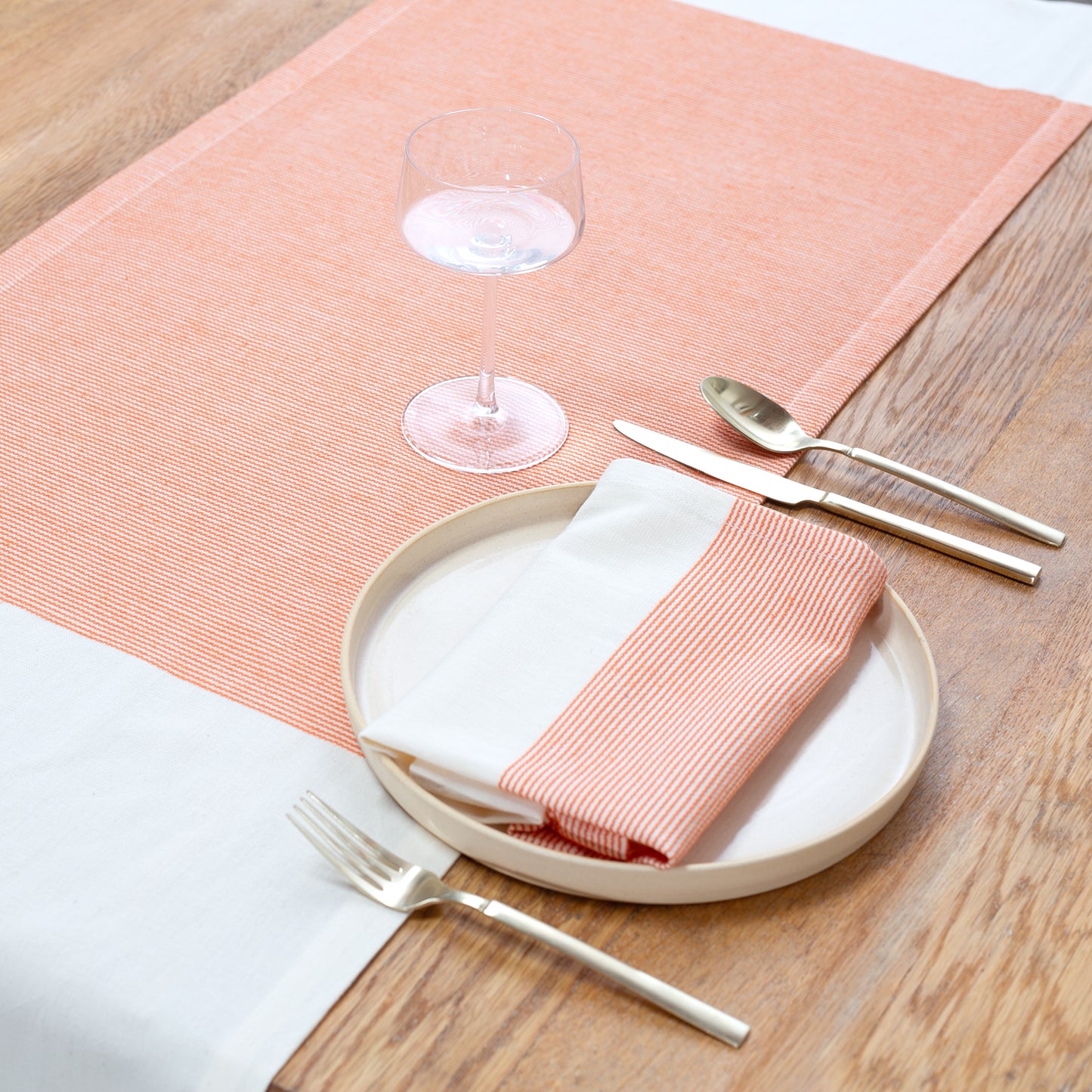 The Stripe Collection Runner Natural & Persimmon