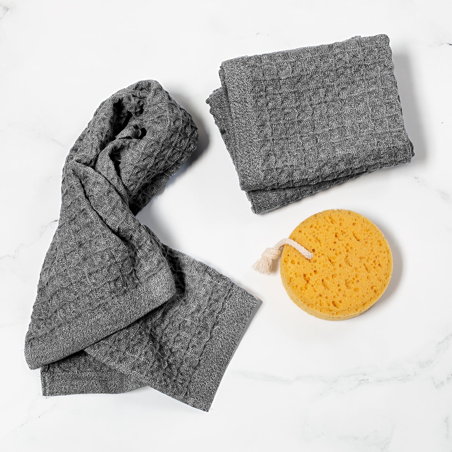 Waffle Hand Towel 3pc set Charcoal