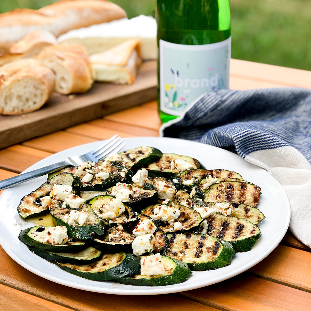 Grilled Zucchini with Marinated Feta