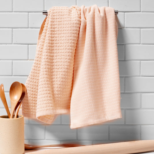 Mixed Basic Kitchen Towel Set - Peach