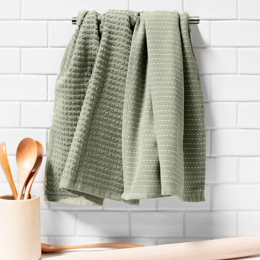 Mixed Basic Kitchen Towel Set - Sage