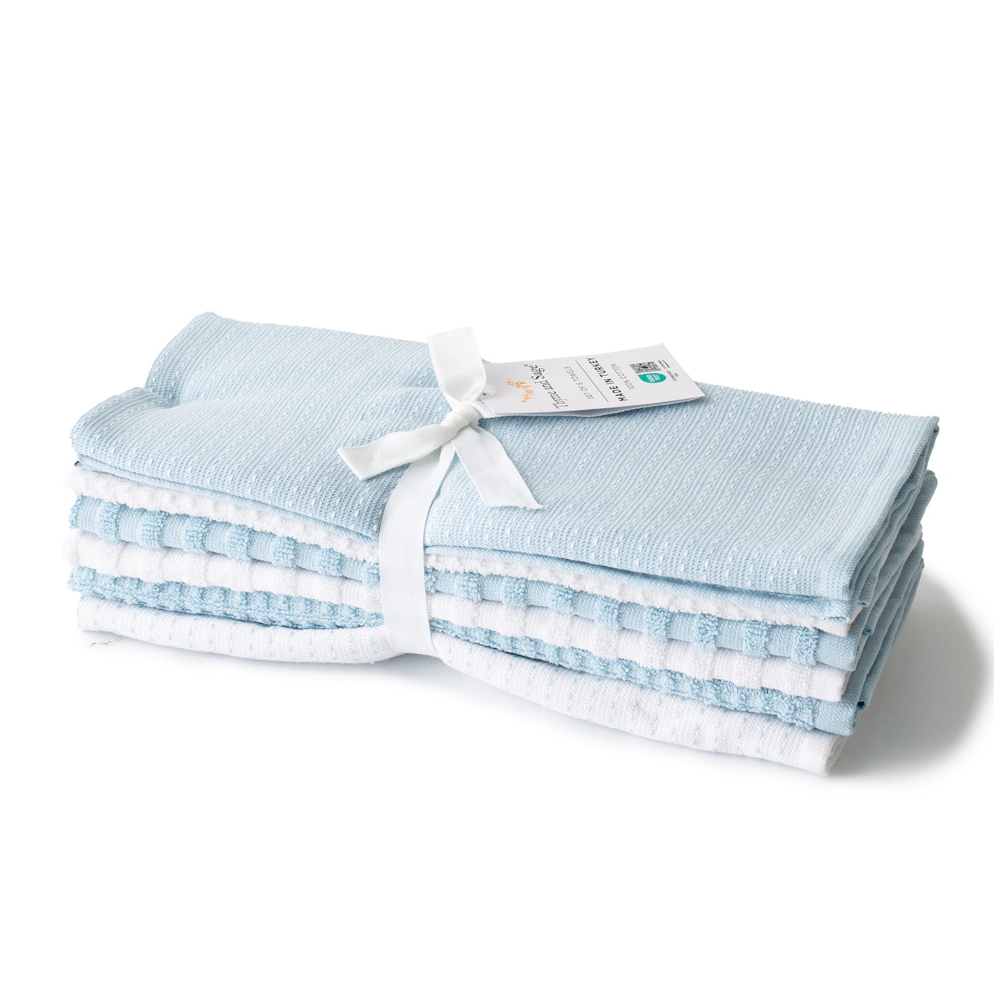 Mixed Basic 6 piece Kitchen Towel Set - French Blue and White