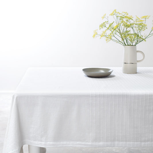 Washed Linen-Cotton Tablecloth- White