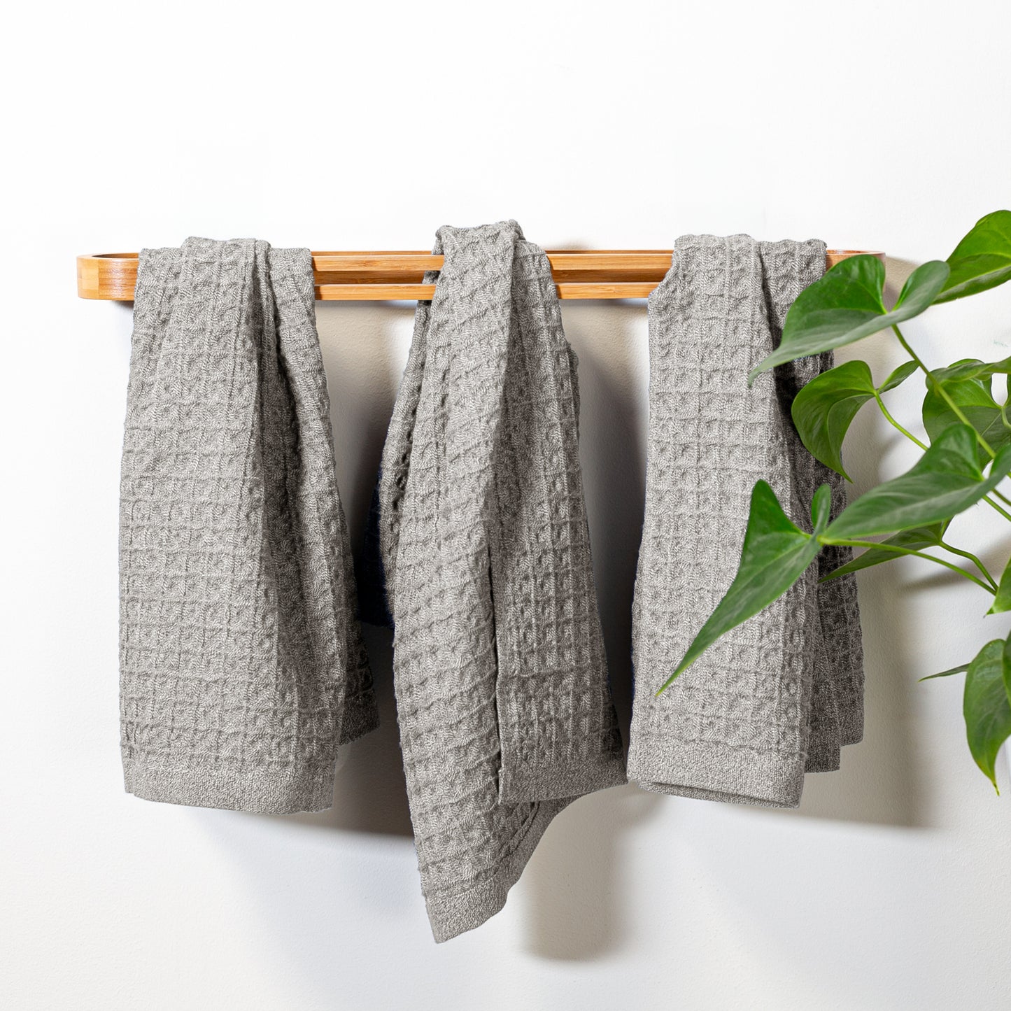 Waffle Hand Towel 3 pc set Pewter