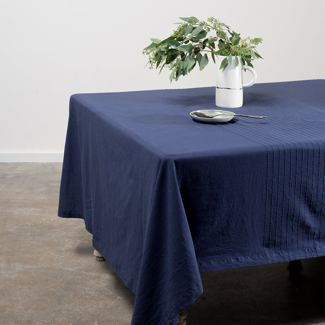 Washed Linen-Cotton Tablecloth- Navy